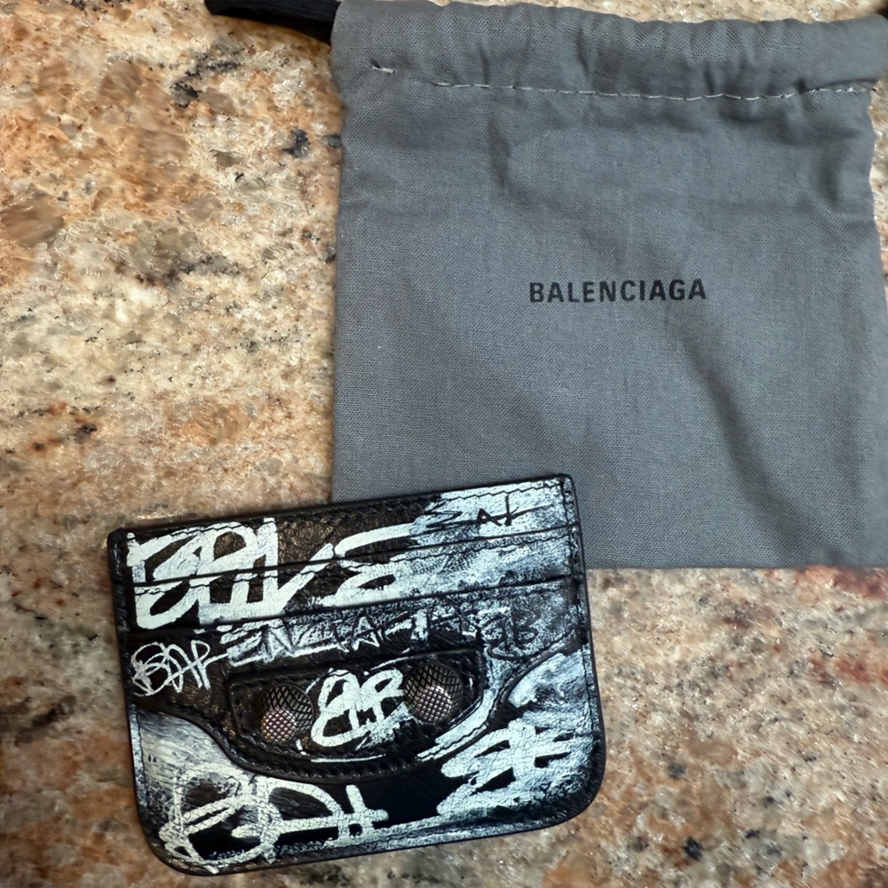 Balenciaga Black and White Card Holder